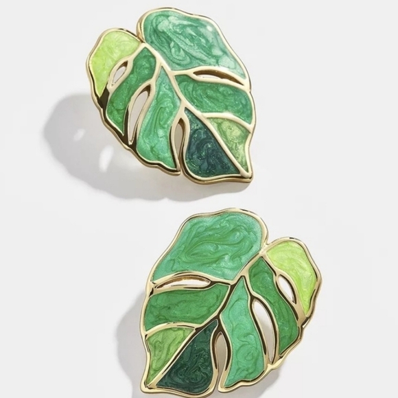 Bohemian Palm Tree Green Monstera Marble Painted Acrylic Multicolor "Mila" Leaf… - Picture 5 of 5